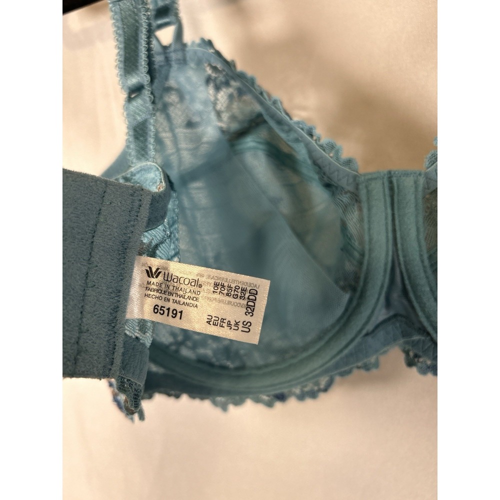 Wacoal Embrace Lace 32DDD Embroidered Underwire Bra Teal Floral 65191 - Picture 7 of 11
